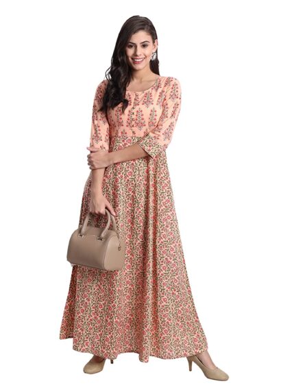Amazon Githaan Women's Cotton Casual Floral Printed Dress Peach Try on Haul | Ratwalk Fashion | Amazon Fashion
